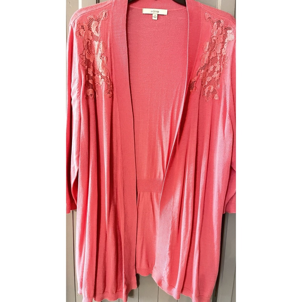 SEJOUR 2X COTTON ELBOW SLEEVE‎ LONG OPEN FRONT CARDIGAN
